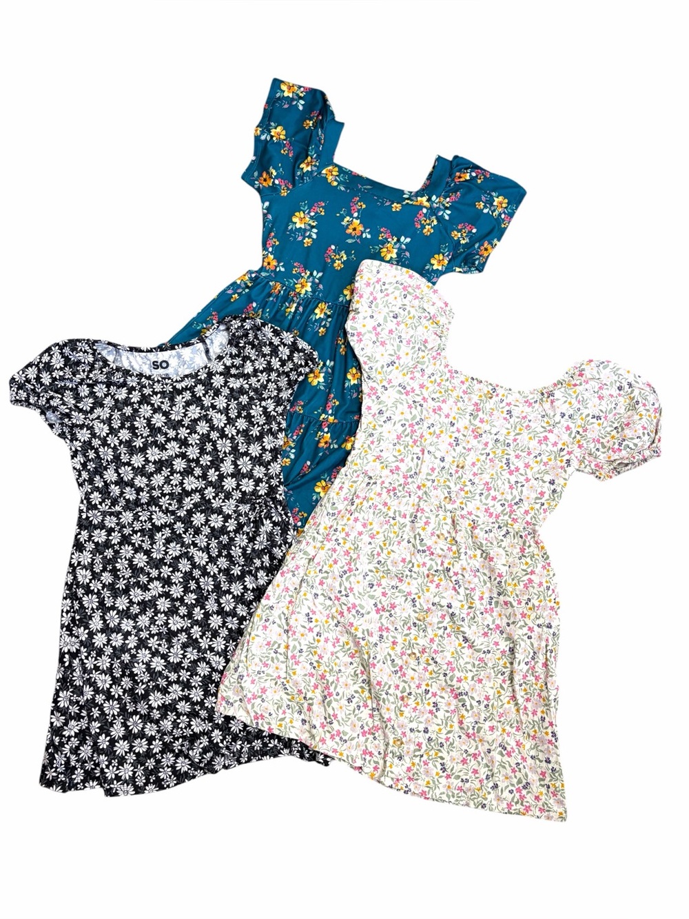 SO Kids Floral‎ Dress Set - Blue and White 10/12